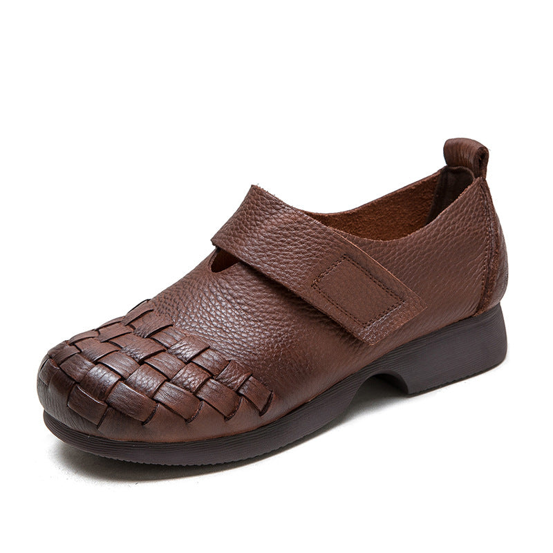 Women Retro Soft Cowhide Casual Shoes-RAIIFY