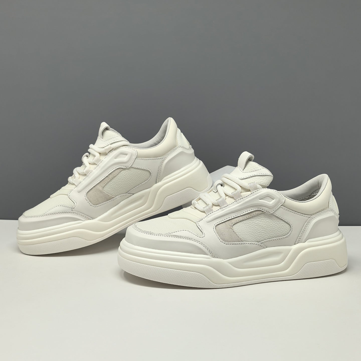 Men's Fashion Color Blocked Leather Casual Sneakers-RAIIFY