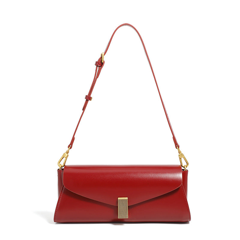 Women's Stylish Plain Leather Casual Shoulder Bag-RAIIFY