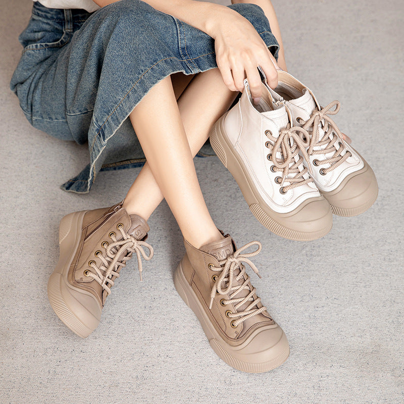 Women Solid Leather Fashion Ankle Boots-RAIIFY