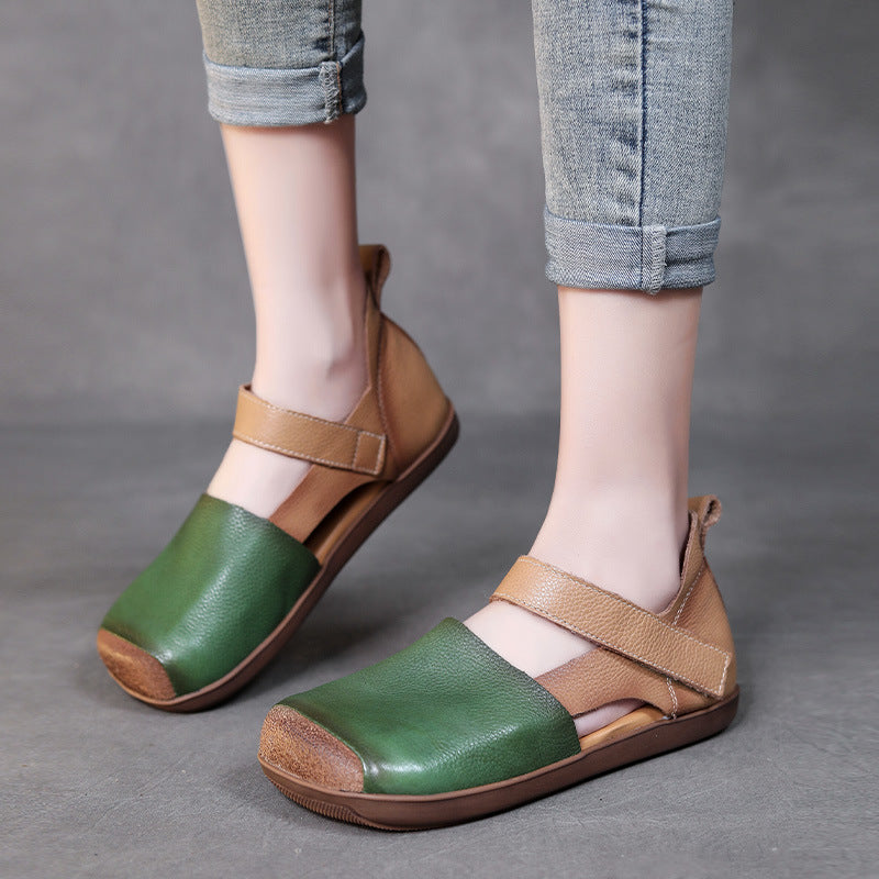 Women Retro Soft Leather Summer Casual Sandals-RAIIFY