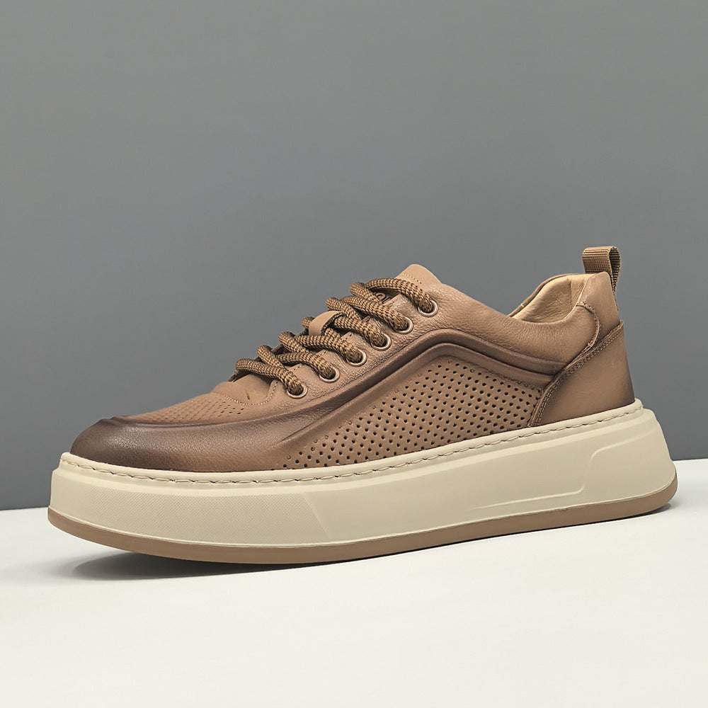 Men‘s Minimalism Breathable Leather Flat Casual Sneakers-RAIIFY