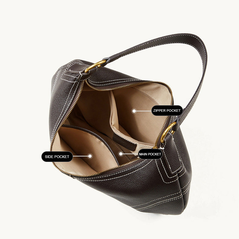 Women's Top-Grain Leather Hobo Shoulder Crossbody Bag-RAIIFY