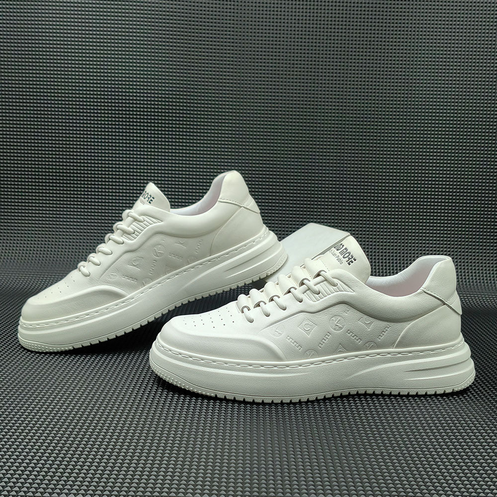 Men Casual Embossed Leather Flat Sneakers-RAIIFY