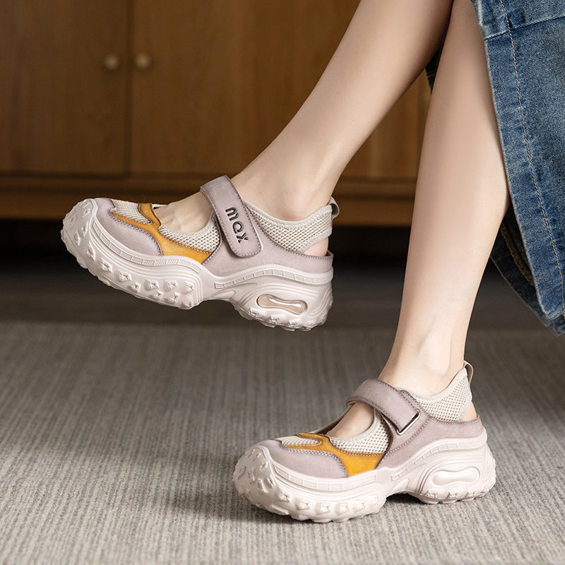 Women's Summer Breathable Mesh Leather Casual Shoes-RAIIFY