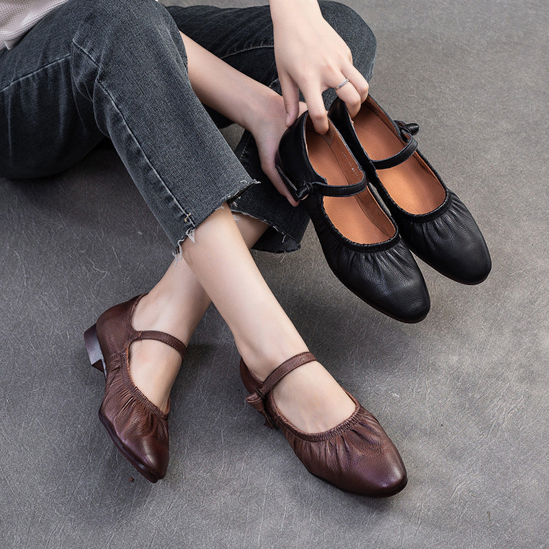 Women Retro Leather Soft Casual Shoes-RAIIFY