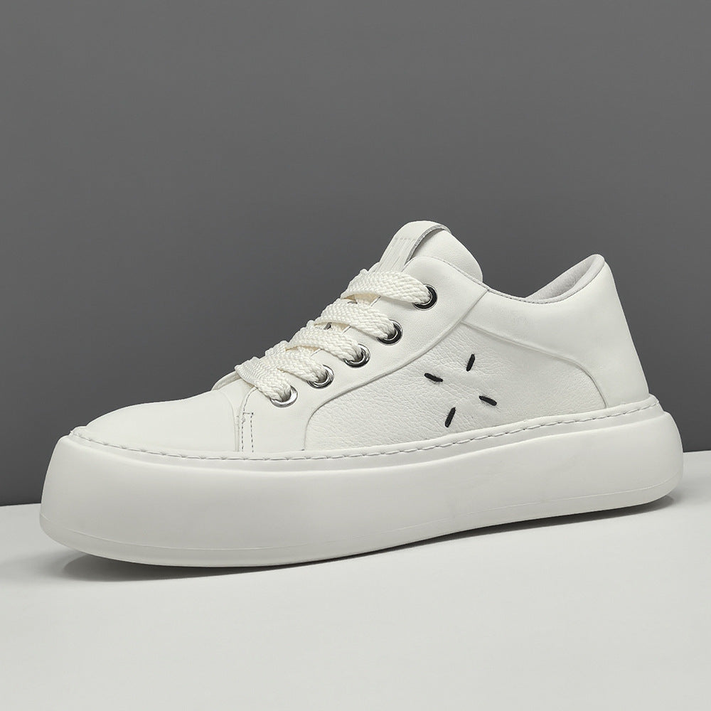 Men Minimalism Solid Leather Flat Casual Shoes-RAIIFY