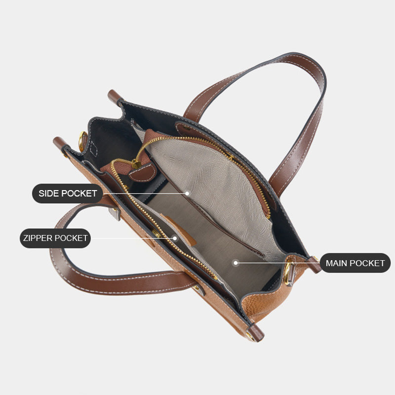 Women's Fashion Leather Vertical Tote Bag-RAIIFY