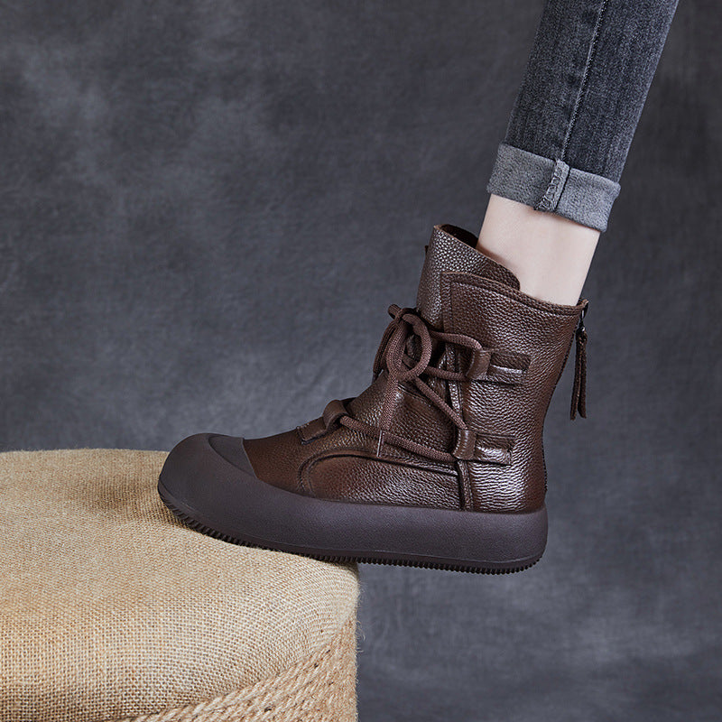 Women Handmade Minimalism Soft Leather Boots-RAIIFY