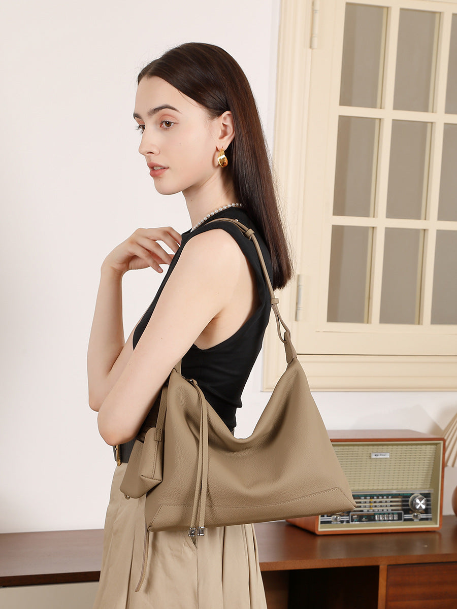 Women's Fashion Plain Leather Minimalist Tote Bag-RAIIFY