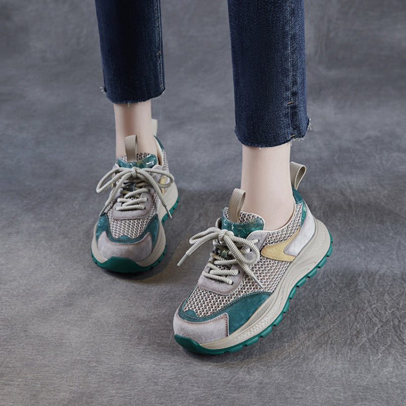 Women Fashion Patchwork Hollow Mesh Casual Sneakers-RAIIFY
