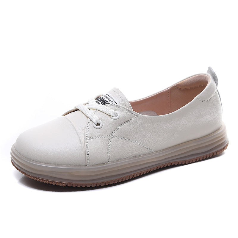 Women Minimalism Leather Soft Flats Shoes-RAIIFY