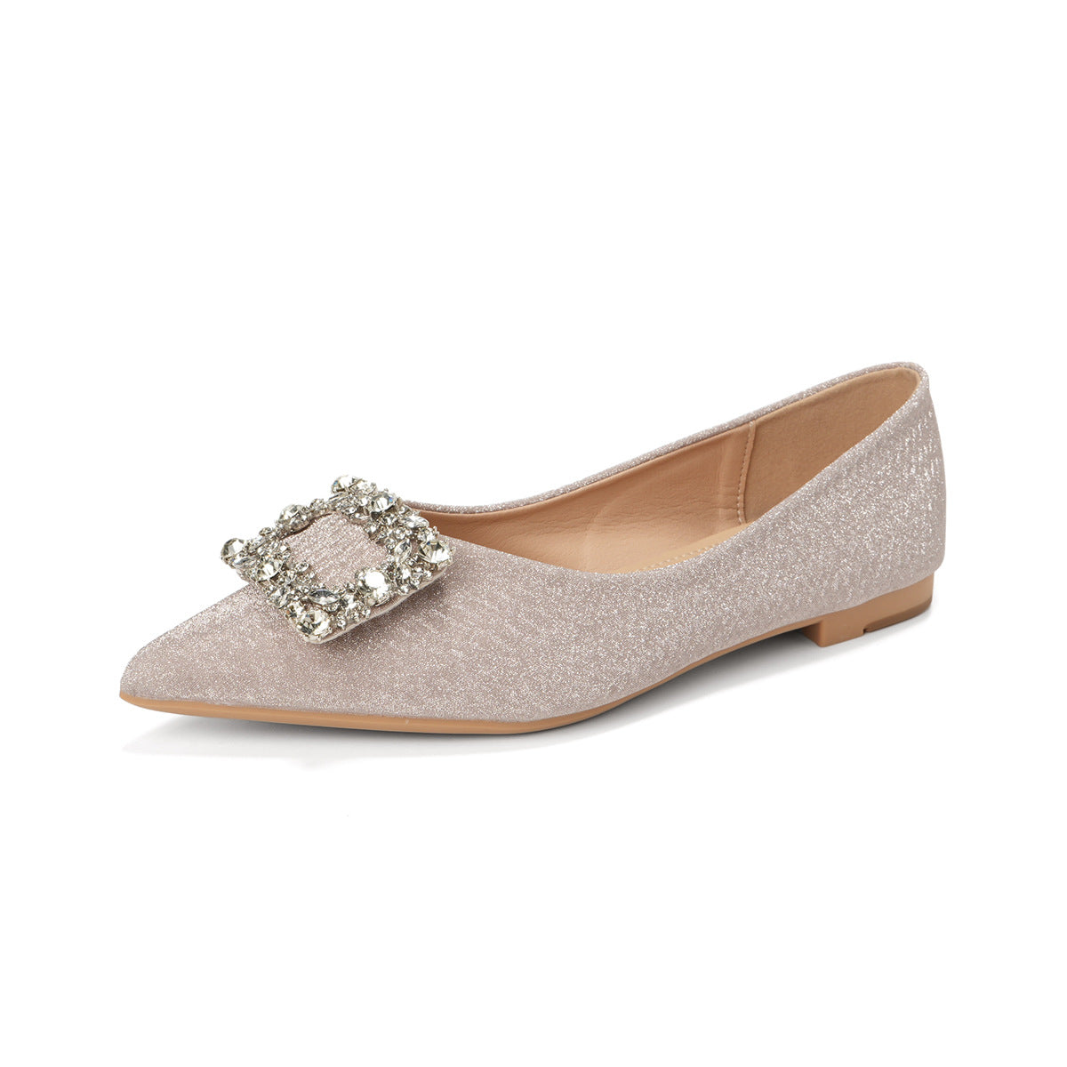 Women's Rhinestone Buckle Pointed-Toe Flats-RAIIFY