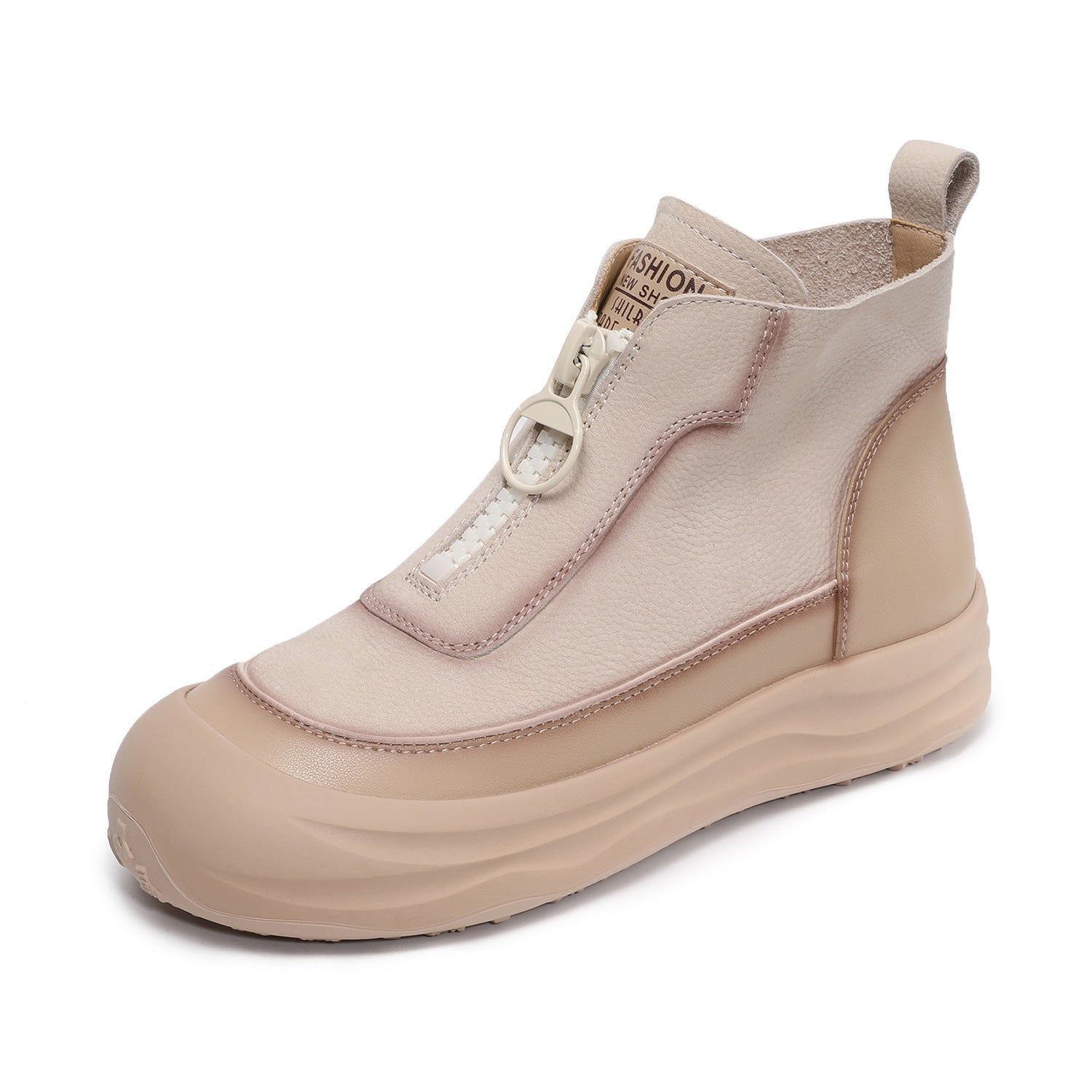 Women's Retro Leather Front Zipper Martin Boots-RAIIFY