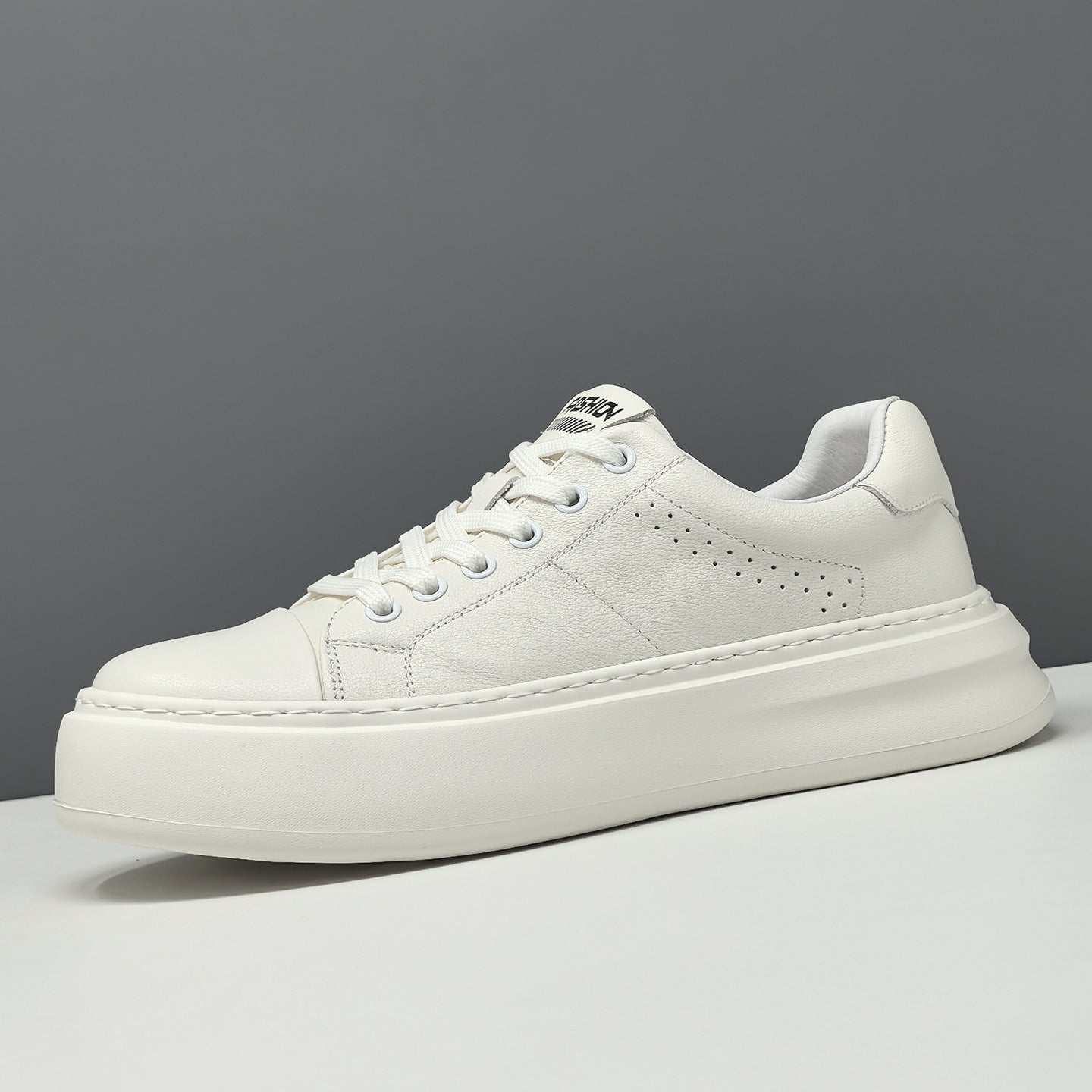 Men's Plain Leather Fashion Casual Flat Sneakers-RAIIFY