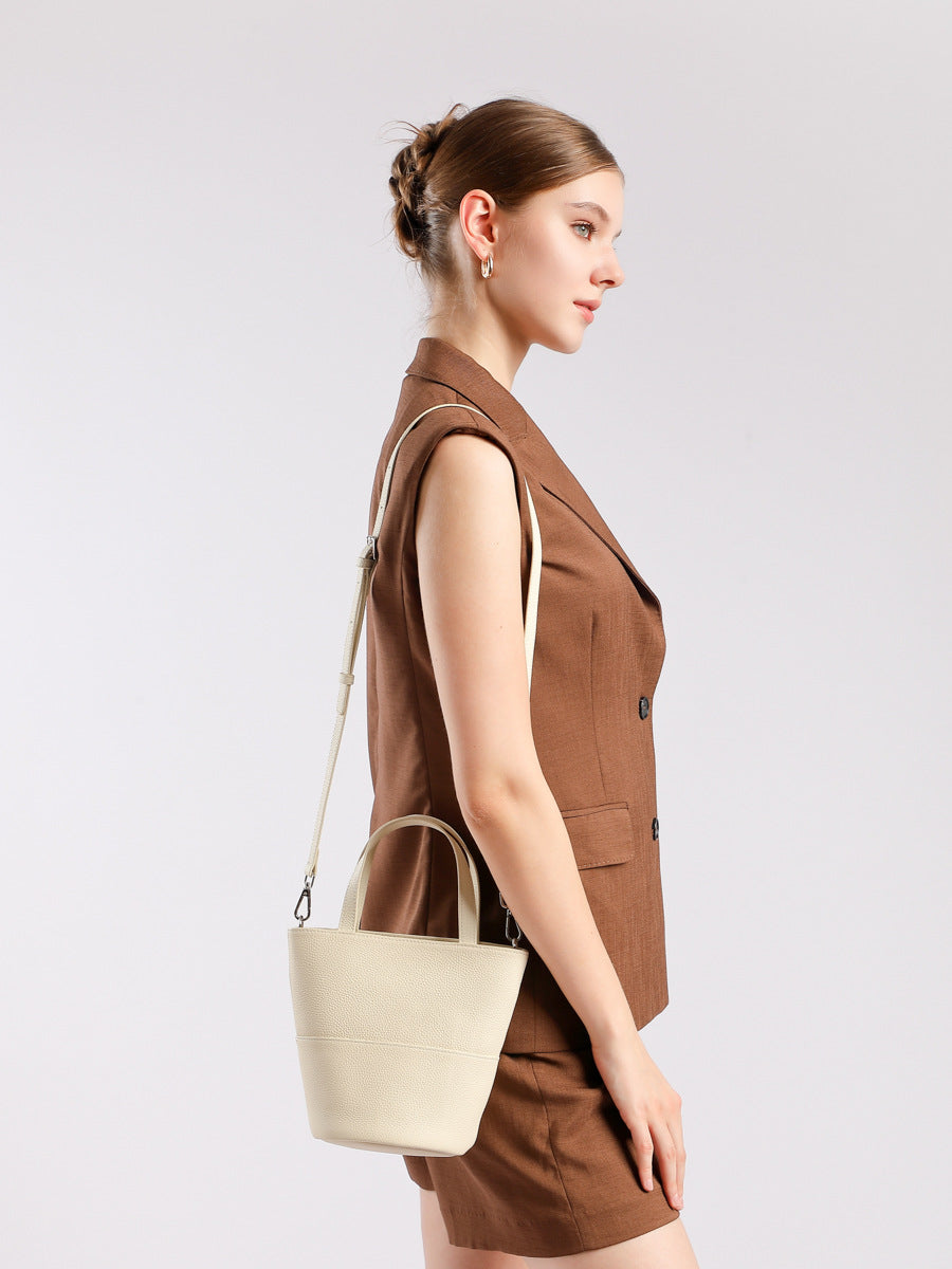 Women's Minimalist Fashion Leather Bucket Bag-RAIIFY