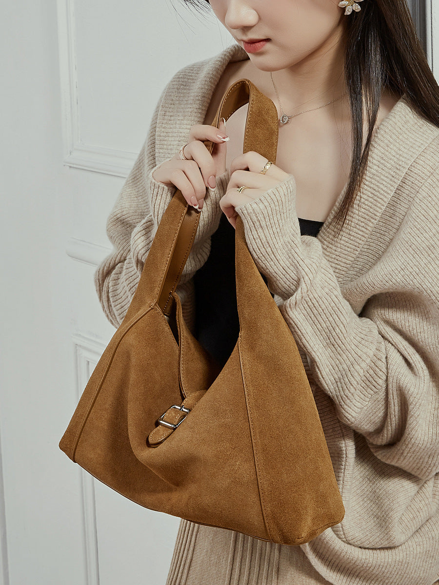 Women’s Suede Leather Vintage Shoulder Bag-RAIIFY