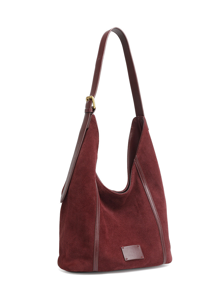 Women’s Suede Leather Retro Hobo Bag-RAIIFY