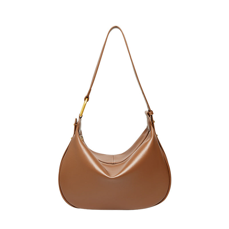 Women's Minimalist Leather Crescent Crossbody Bag-RAIIFY