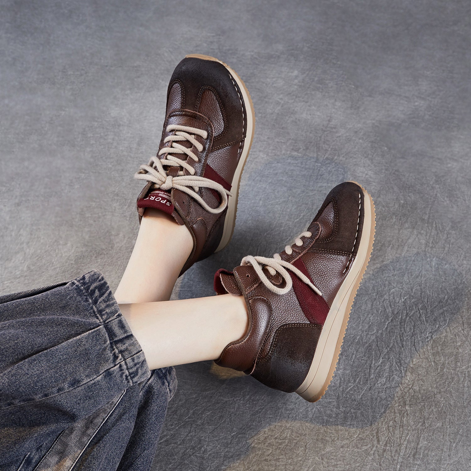 Women's Retro Quilted Leather High Top Casual Sneakers-RAIIFY