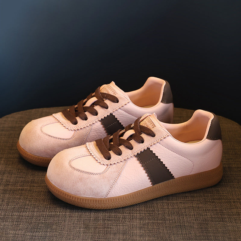 Women's Stylish Leather Low Top Casual Training Sneakers-RAIIFY