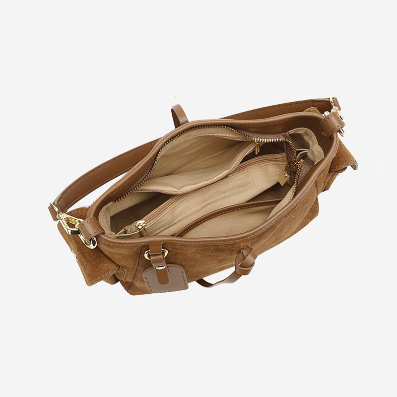 Women’s Suede Leather Retro Shoulder Bag-RAIIFY
