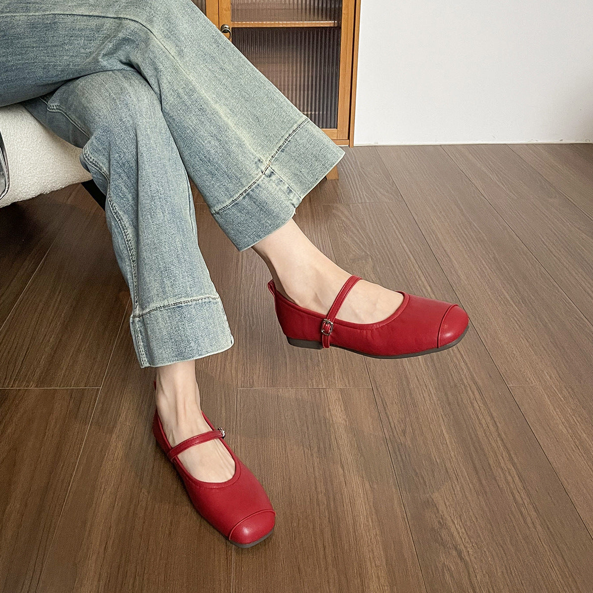 Women's Minimalism Fashion Soft Buckle Mary Jane Flats-RAIIFY