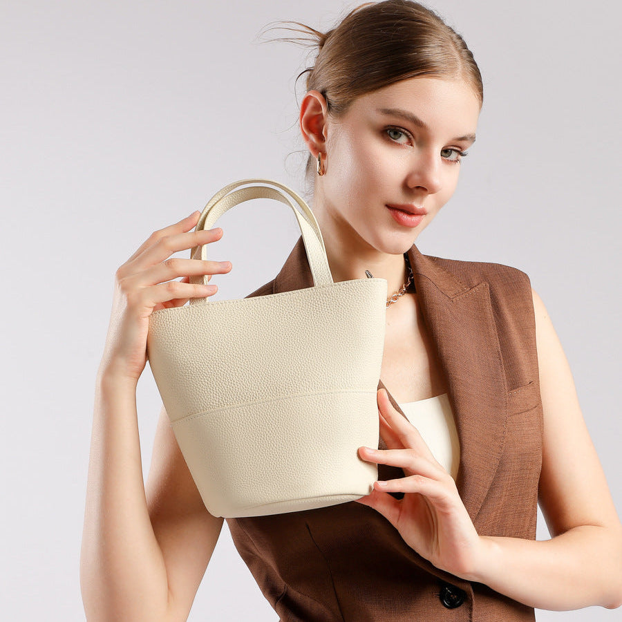 Women's Minimalist Fashion Leather Bucket Bag-RAIIFY