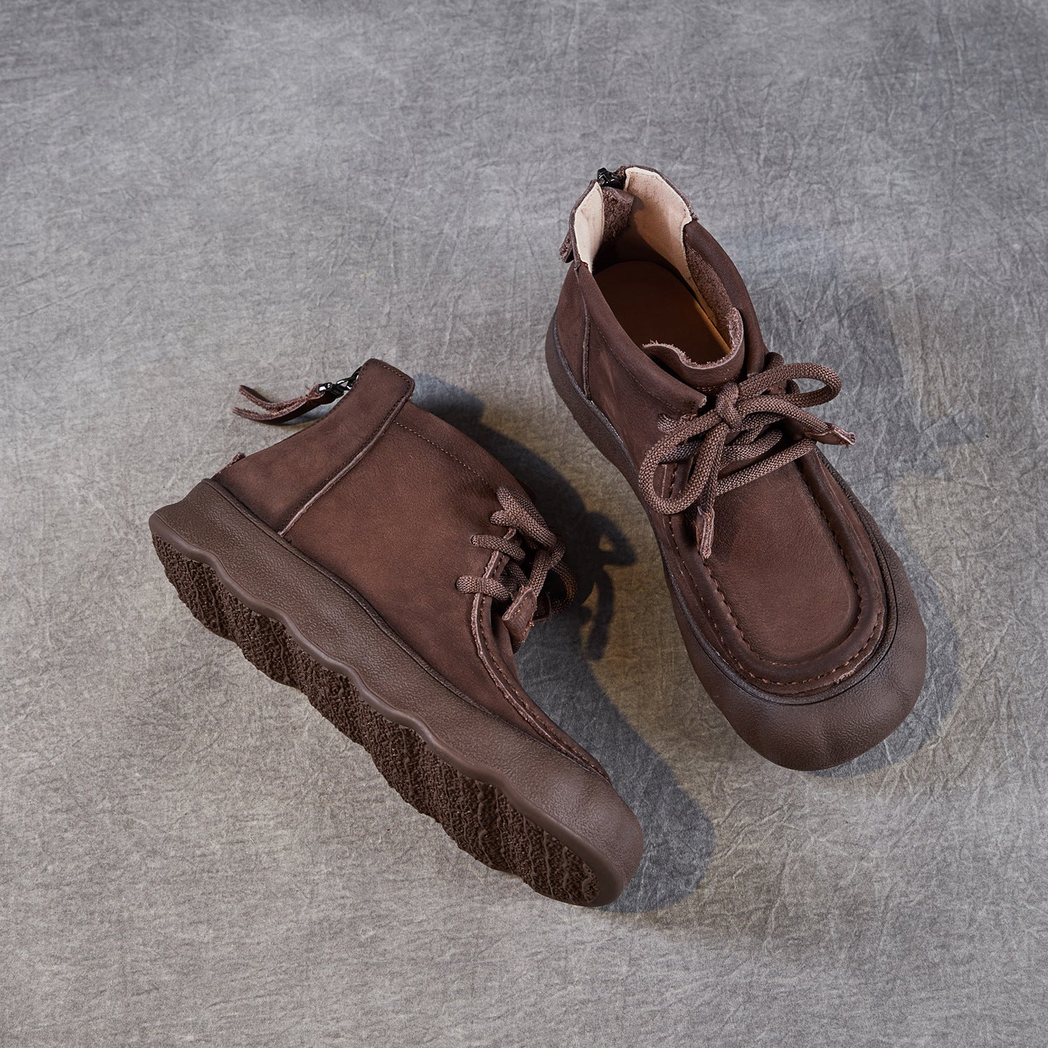 Women's Vintage Leather Casual Flat Ankle Boots-RAIIFY