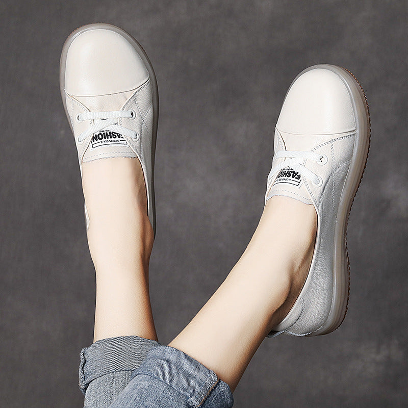 Women Minimalism Leather Soft Flats Shoes-RAIIFY
