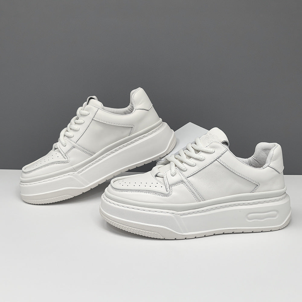 Men Minimalism Breathable Leather Thick Soled Casual Sneakers-RAIIFY