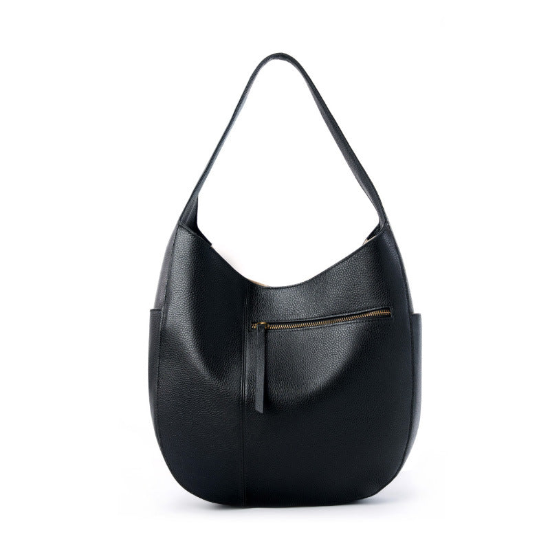 Women's Minimalism Plain Soft Leather Shoulder Tote Bag-RAIIFY