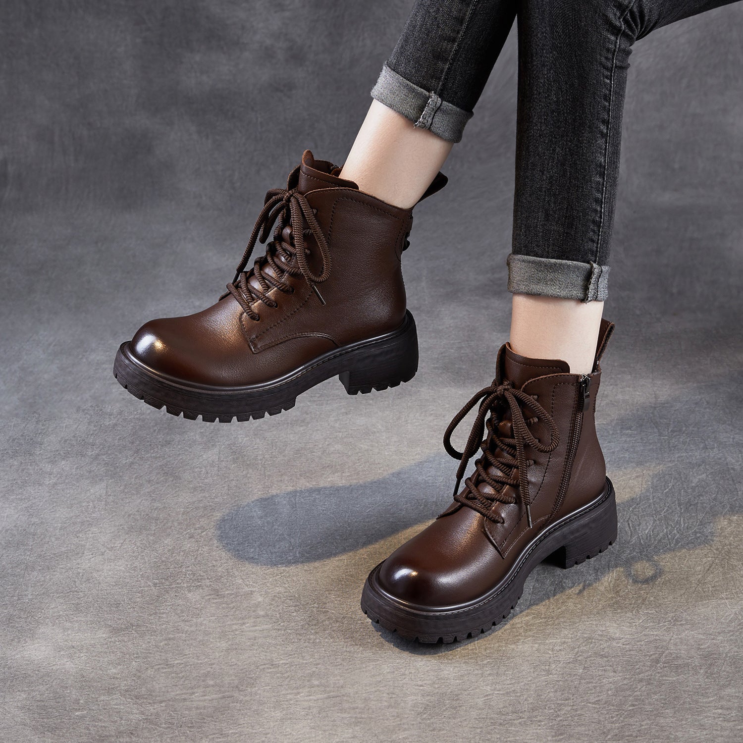Women's Vintage Classic Leather Ankle Boots-RAIIFY