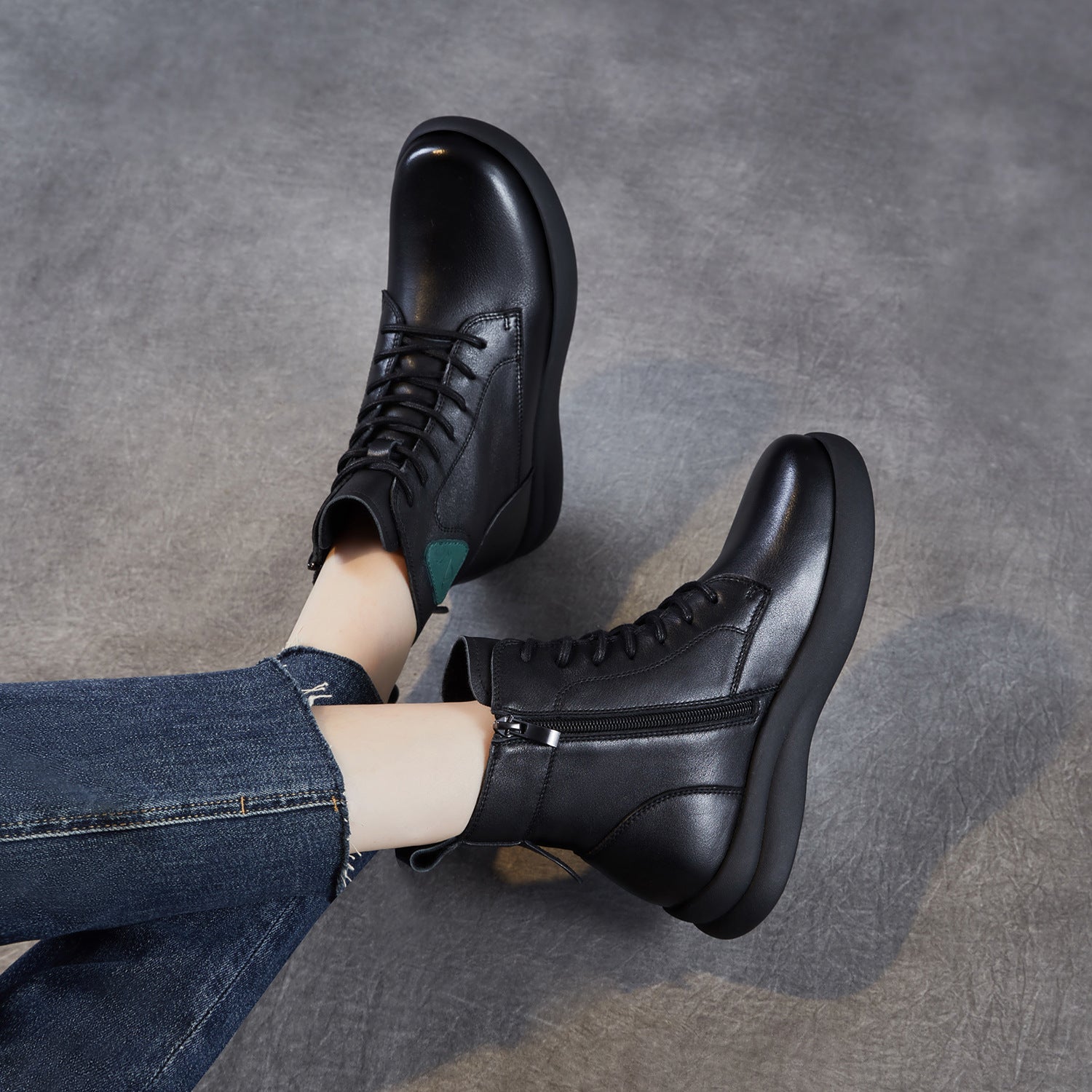 Women's Quilted Leather Flat Casual Ankle Boots-RAIIFY