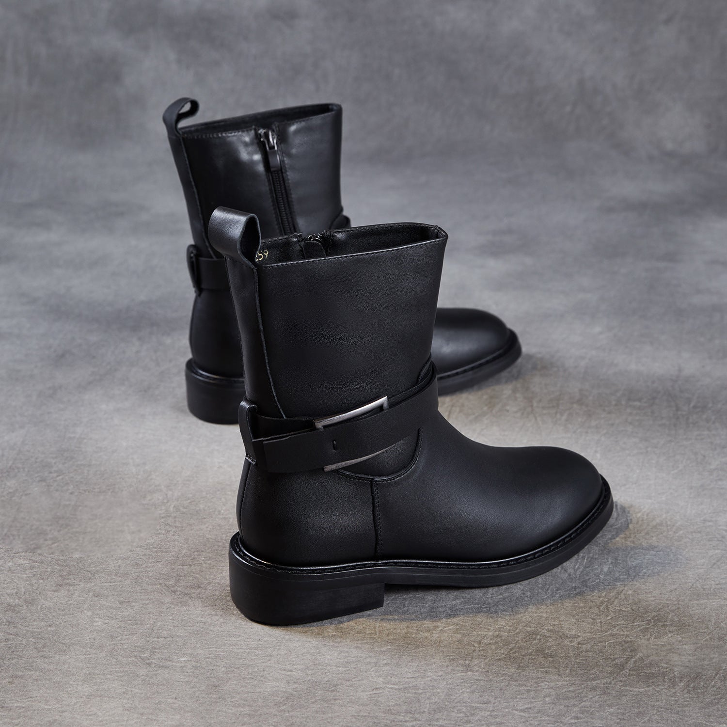 Women's Minimalist Leather Winter Furred Boots-RAIIFY