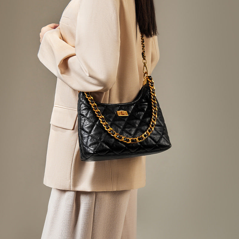 Women's Stylish Quilted Leather Chain Straps Shoulder Bag-RAIIFY
