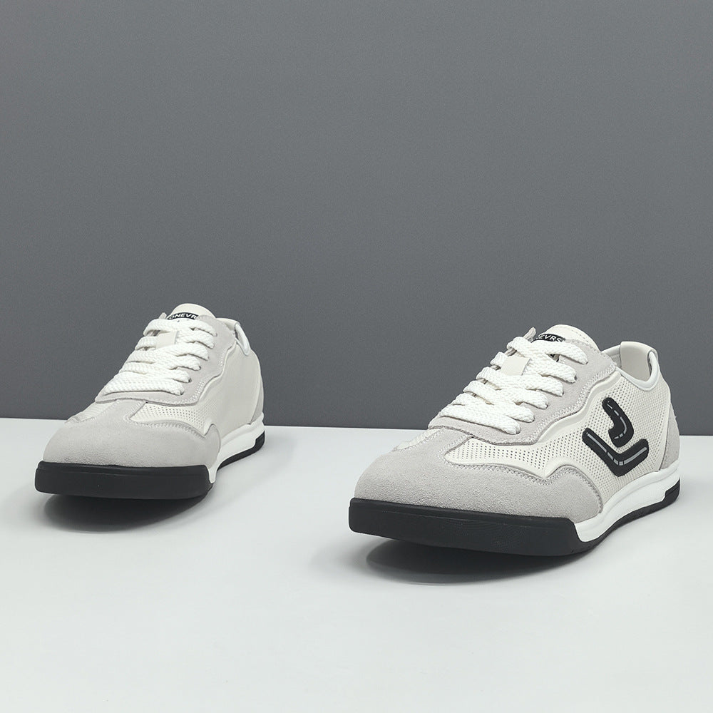 Men Fashion Patchwork Breathable Leather Flat Casual Shoes-RAIIFY