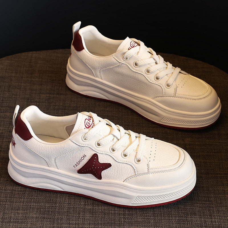 Women's Fashion Leather Soft Flat Casual Sneakers-RAIIFY