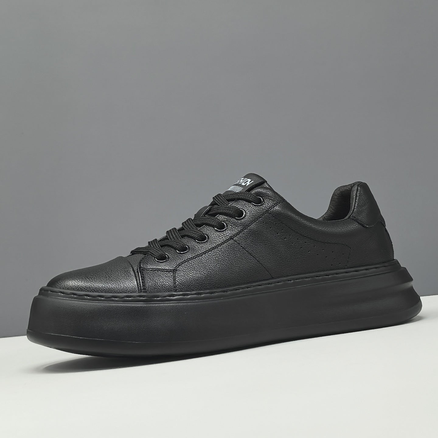 Men's Plain Leather Fashion Casual Flat Sneakers-RAIIFY