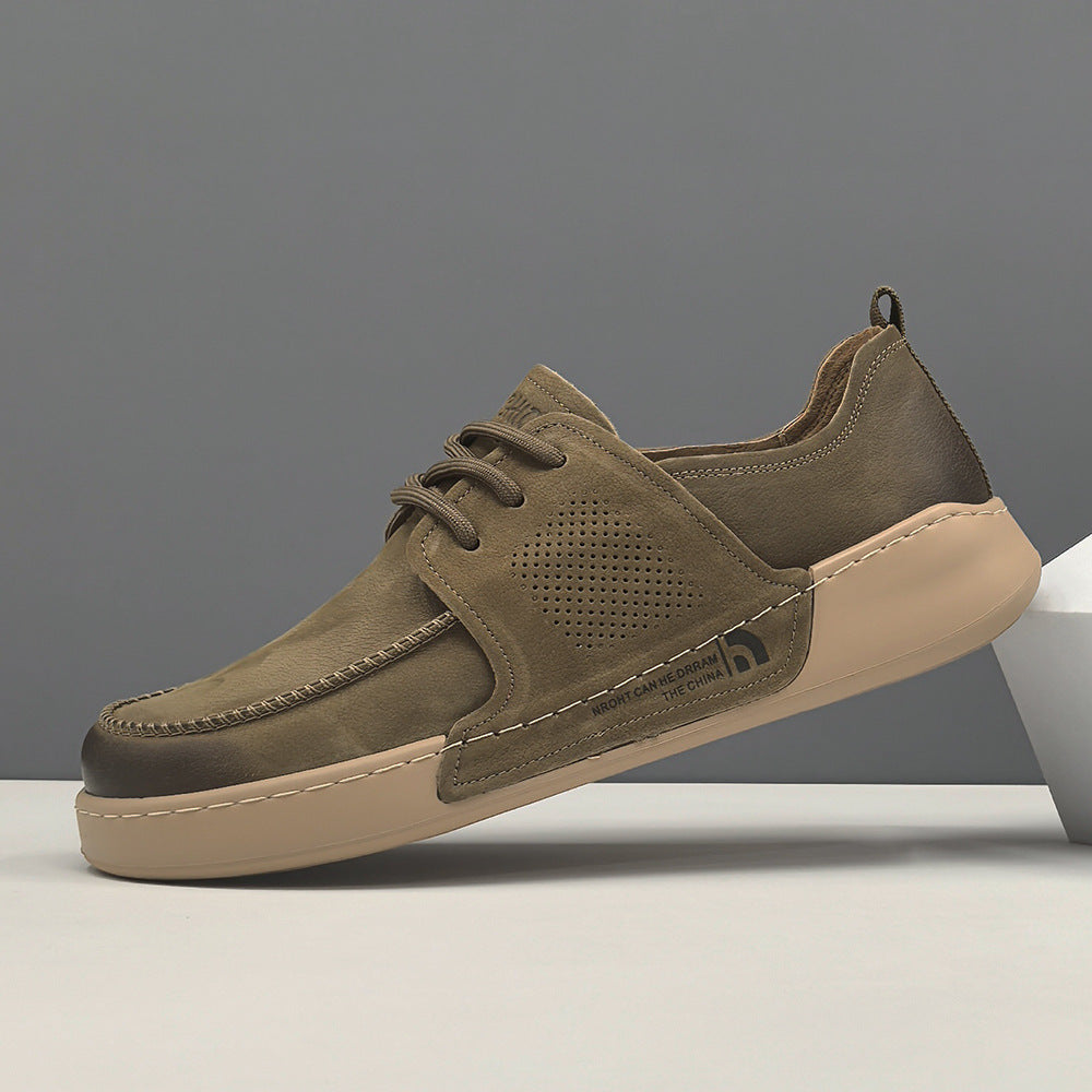 Men Minimalism Plain Leather Breathable Casual Shoes-RAIIFY