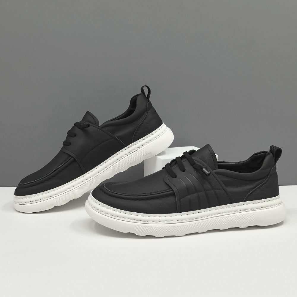 Men Minimalism Plain Leather Slip-on Casual Shoes-RAIIFY