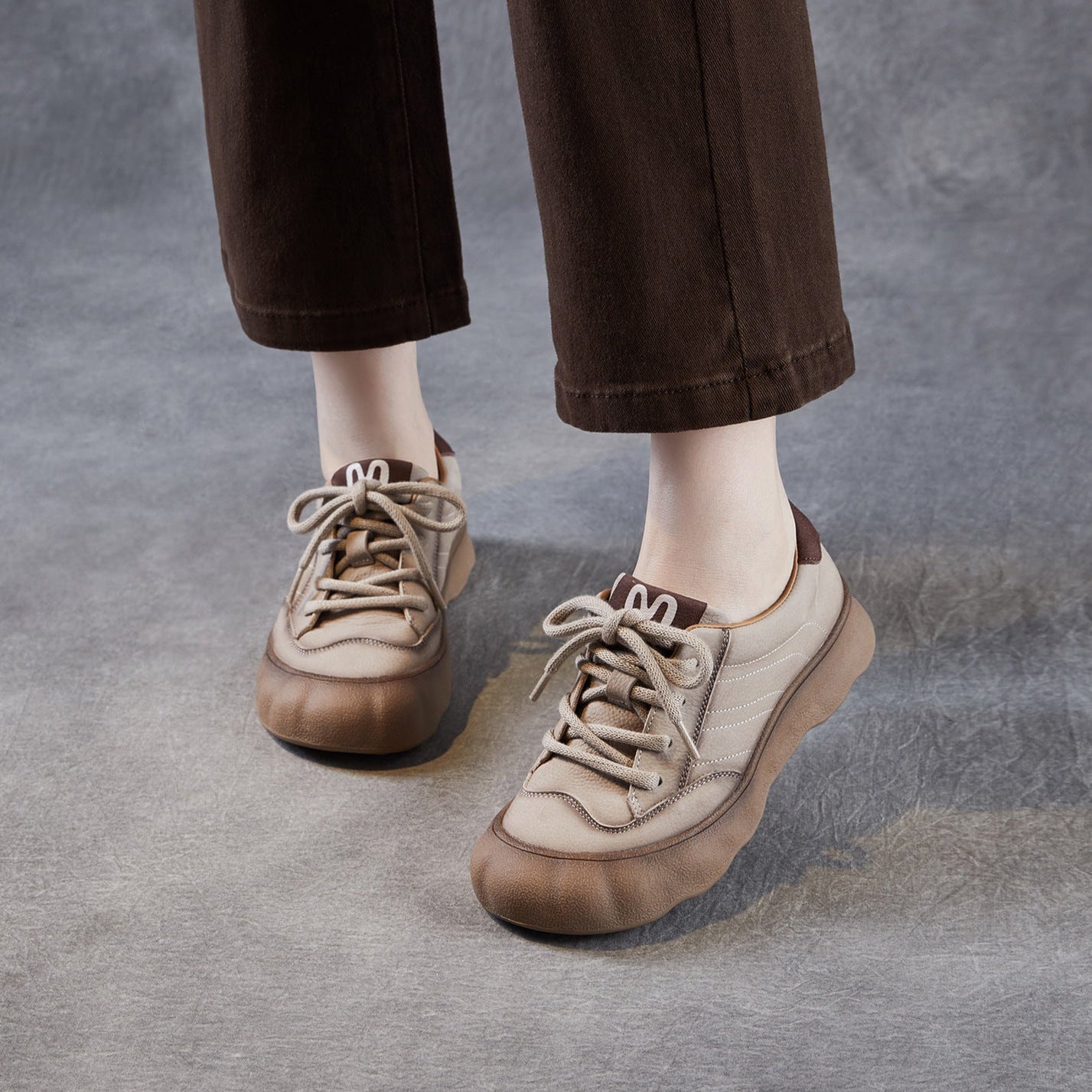 Women's Vintage Leather Lace-up Casual Shoes-RAIIFY