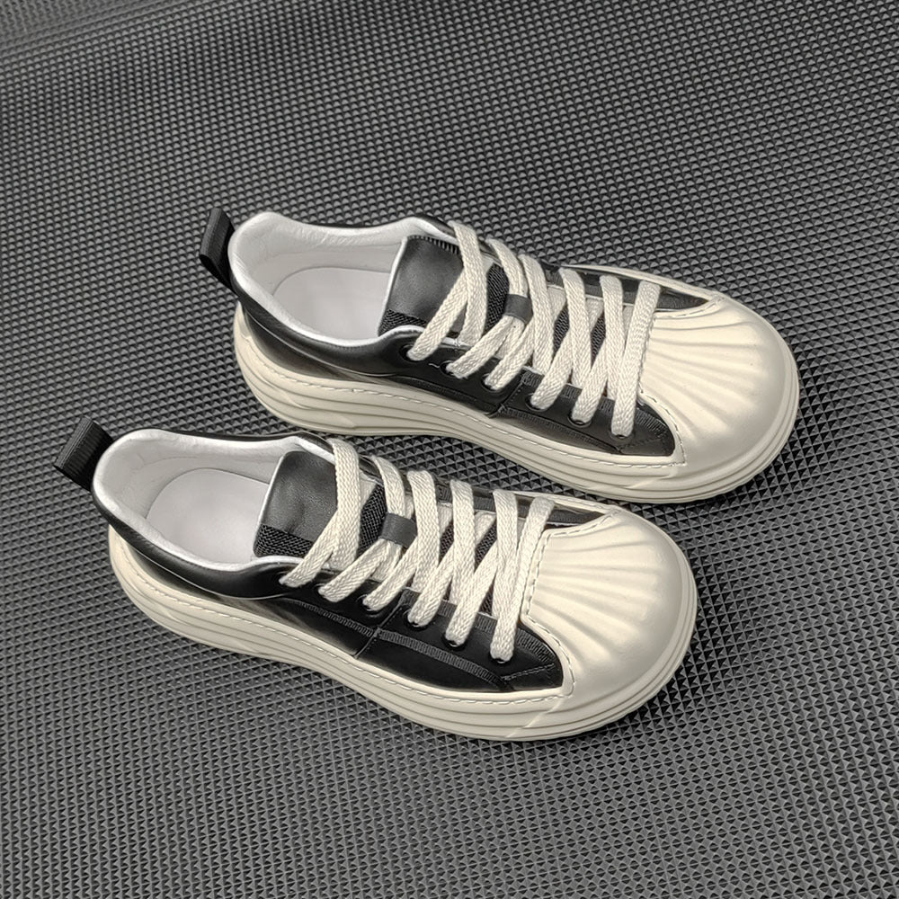 Men Fashion Leather Shell Toe Casual Sneakers-RAIIFY