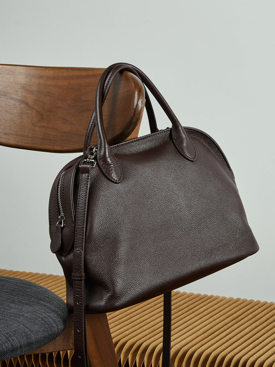 Women's Retro Plain Leather Satchel Bag-RAIIFY