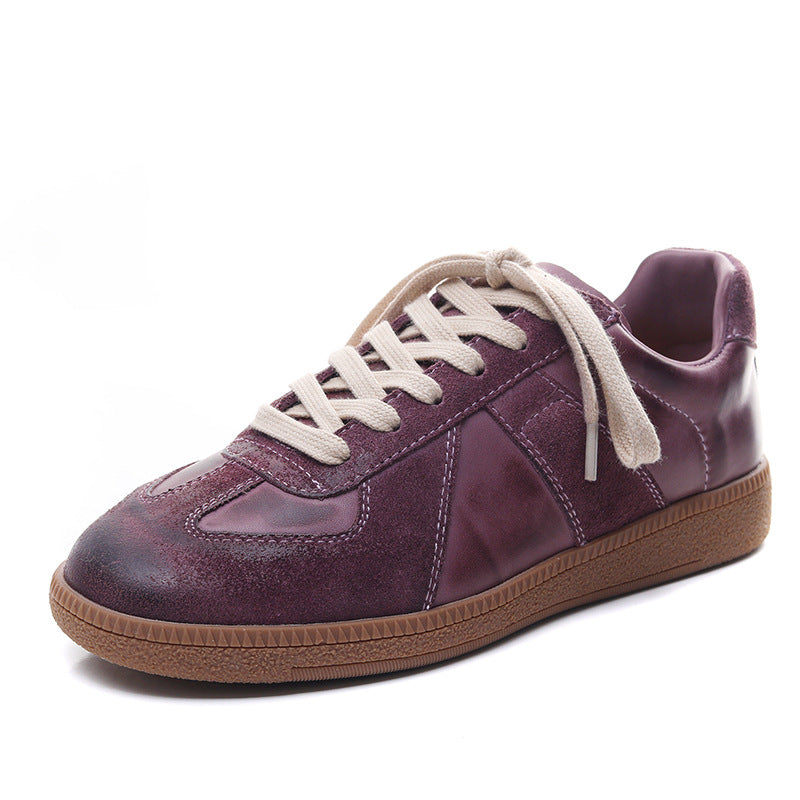 Women Retro Quilted Leather Flat Casual Sneakers-RAIIFY