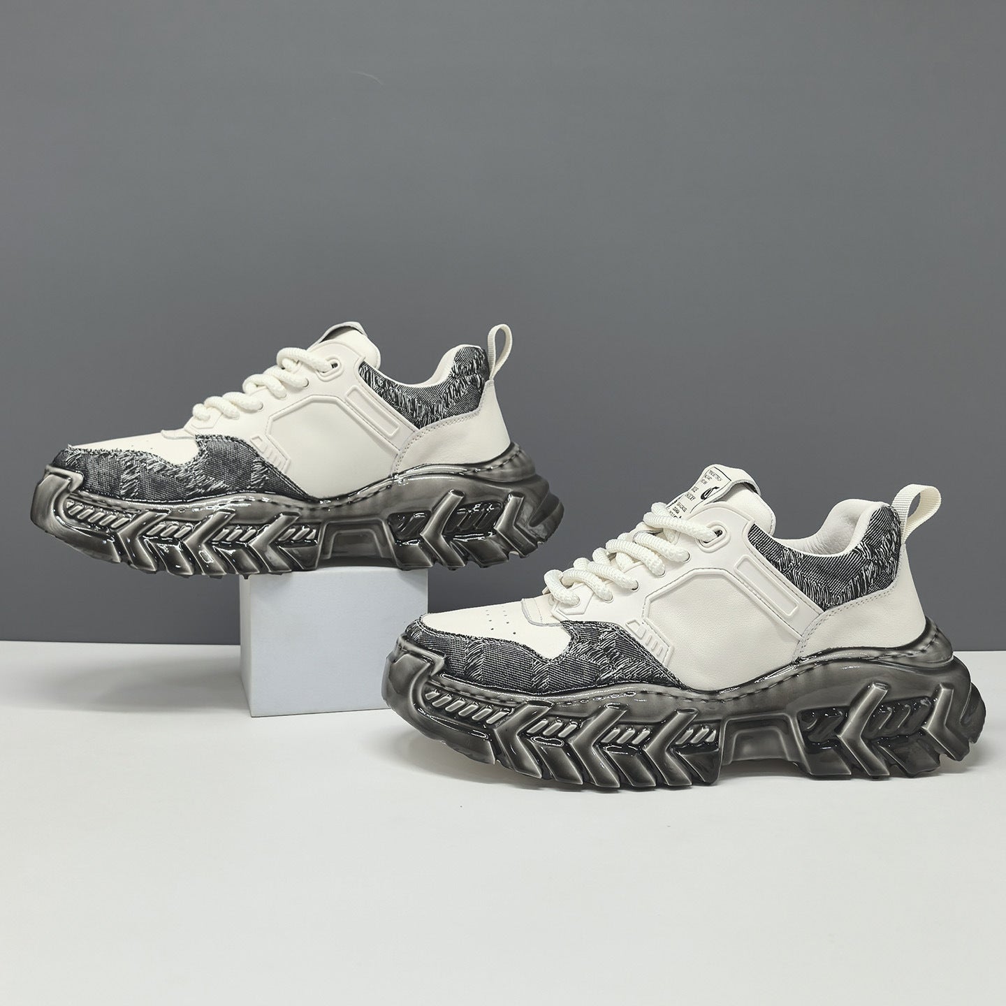 Men's Fashion Casual Leather Chunky Platform Sneakers-RAIIFY