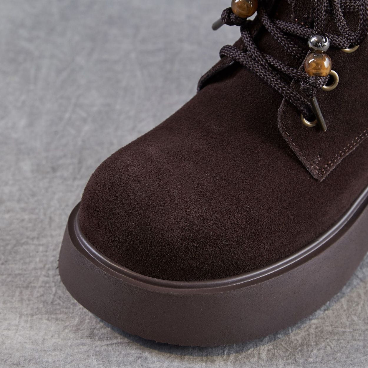 Women's Retro Plain Suede Platform Ankle Boots-RAIIFY