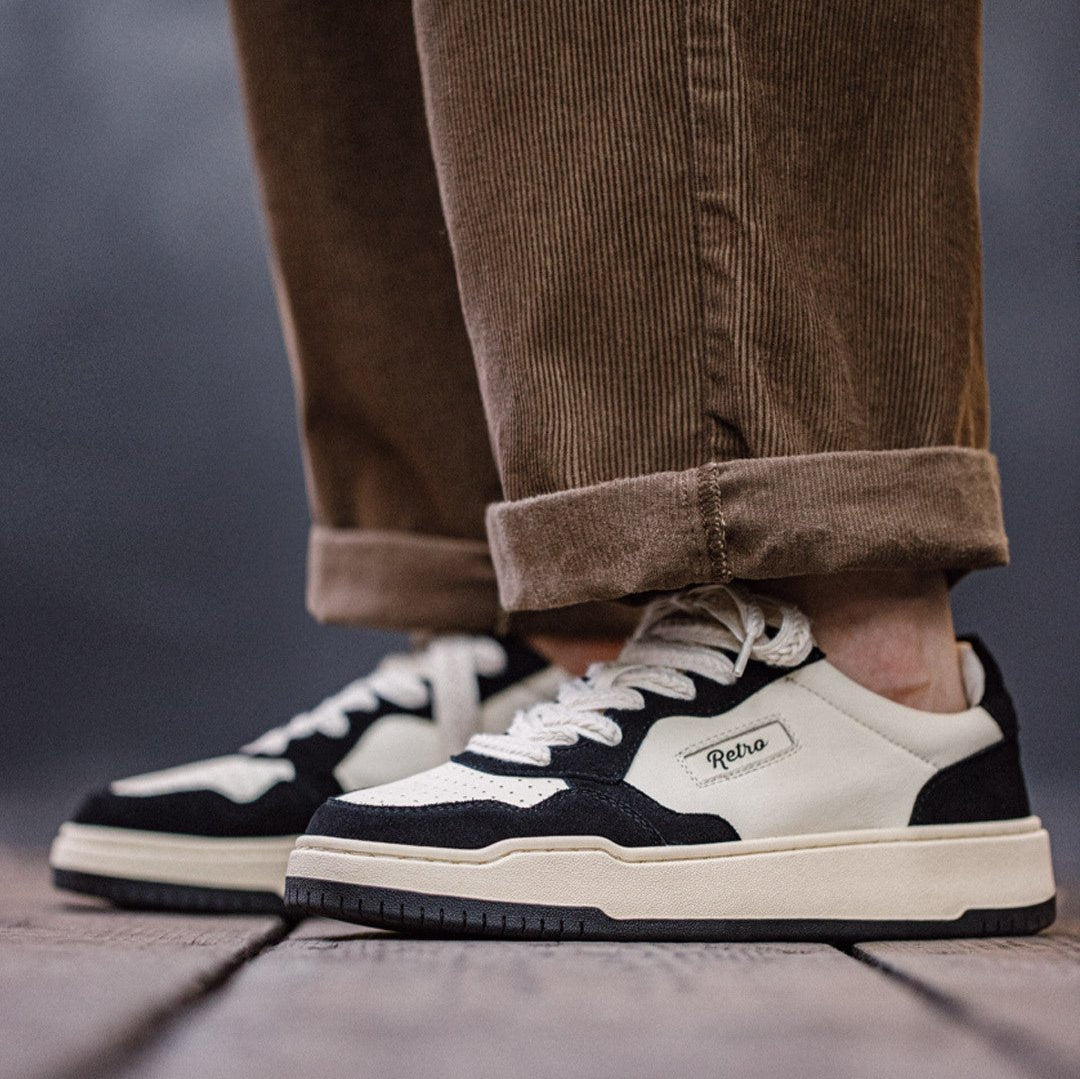 Men Fashion Patchwork Leather Flat Court Sneakers-RAIIFY