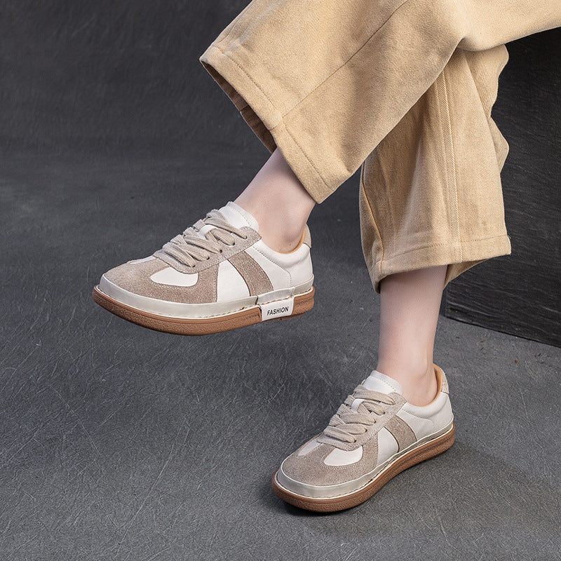 Women Retro Leather Flat Casual Training Shoes-RAIIFY