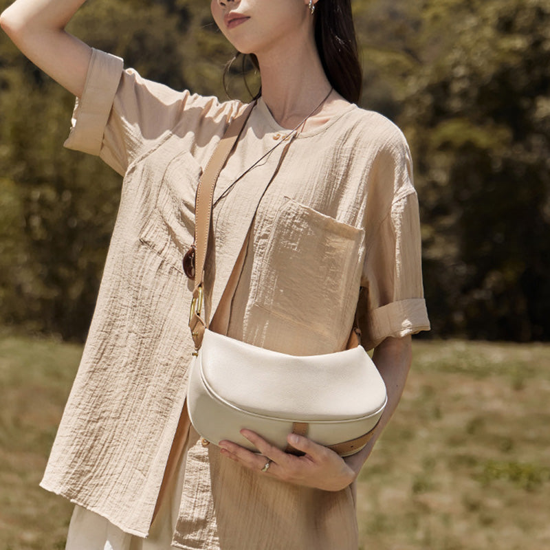 Women's Fashion Soft Leather Crescent Shoulder Bag-RAIIFY